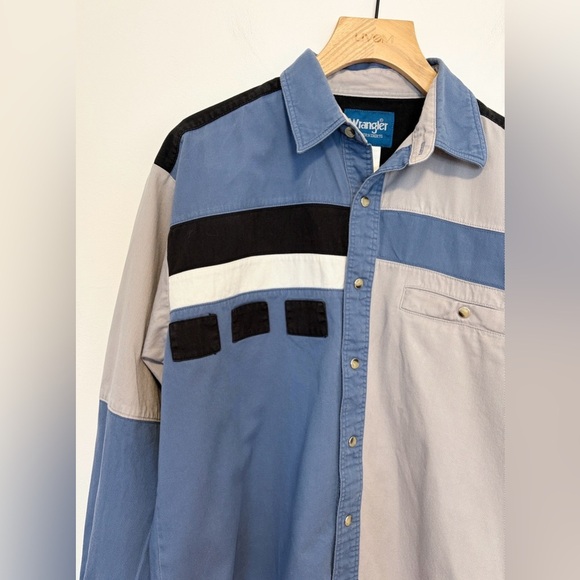 Vintage Wrangler Patchwork Western Long Sleeve Shirt , sz medium - Picture 5 of 9